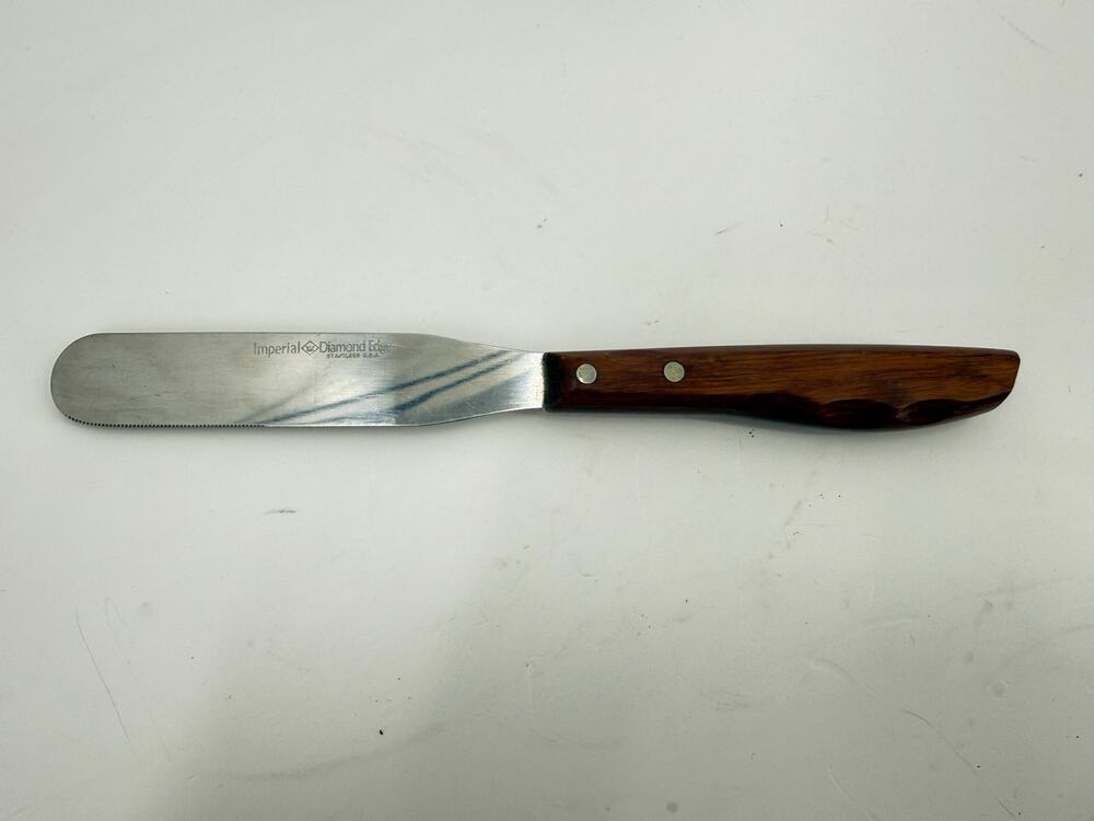 Imperial Diamond Edge Stainless Steel Spreader Knife Wood Handle USA Vintage 9"